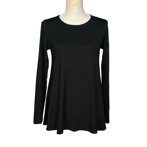 Eileen Fisher Top Size Extra Small Black Stretch Flowy Lagenlook Minimalist - Picture 1 of 10